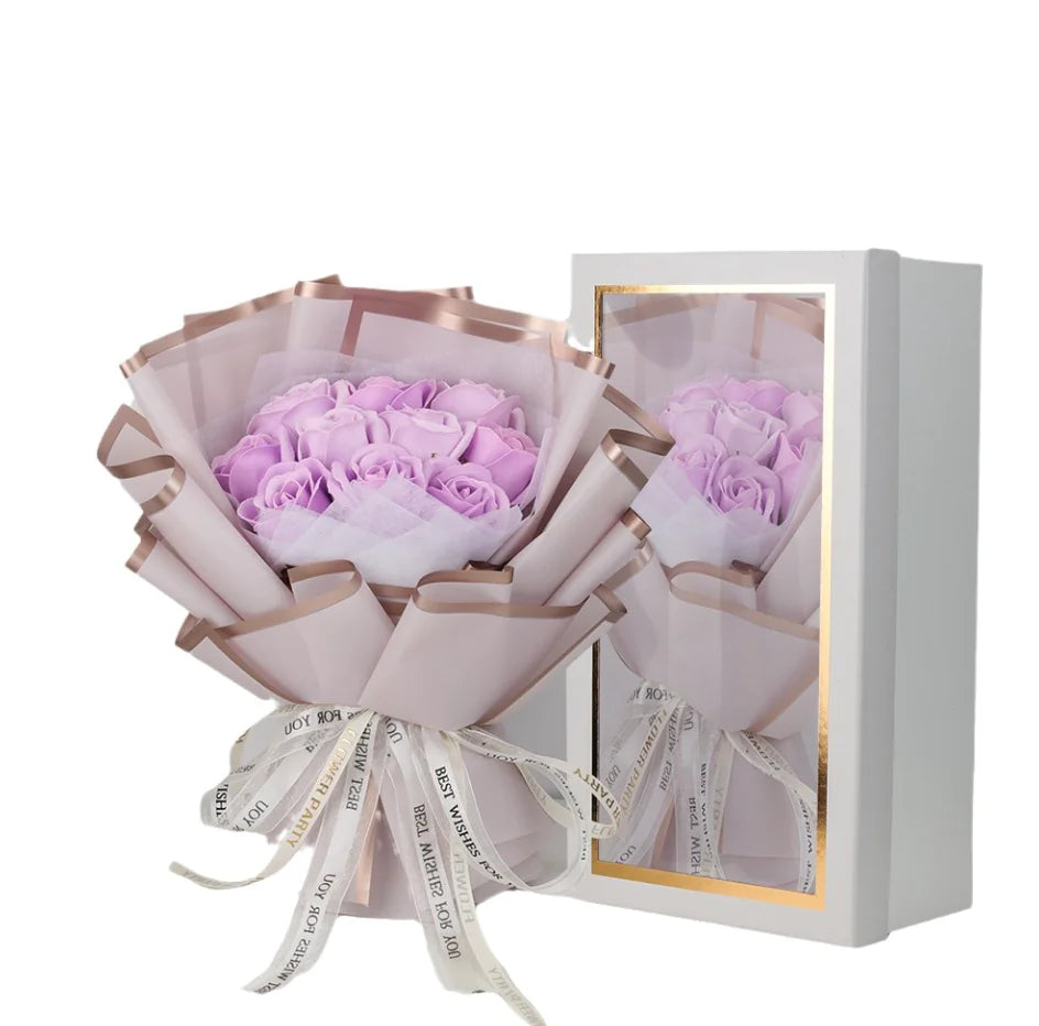 Pink Rose Soap Bouquet Gift Box