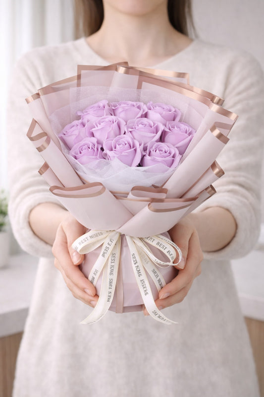 Purple Rose Soap Bouquet Gift Box