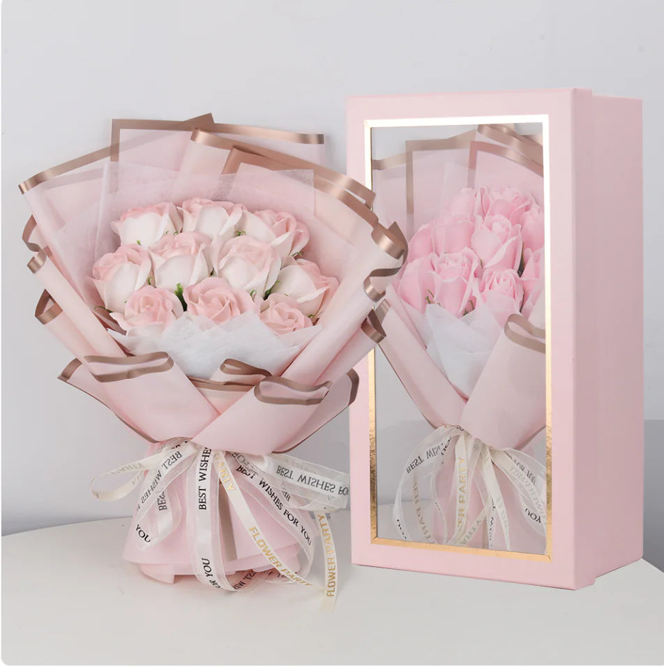 Blue Rose Soap Bouquet Gift Box