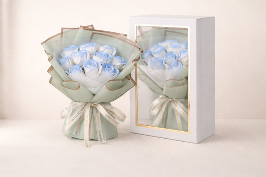 Blue Rose Soap Bouquet Gift Box