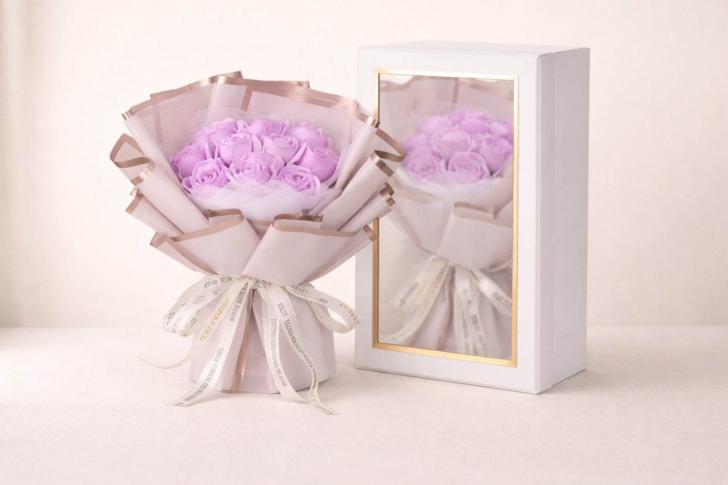 Purple Rose Soap Bouquet Gift Box
