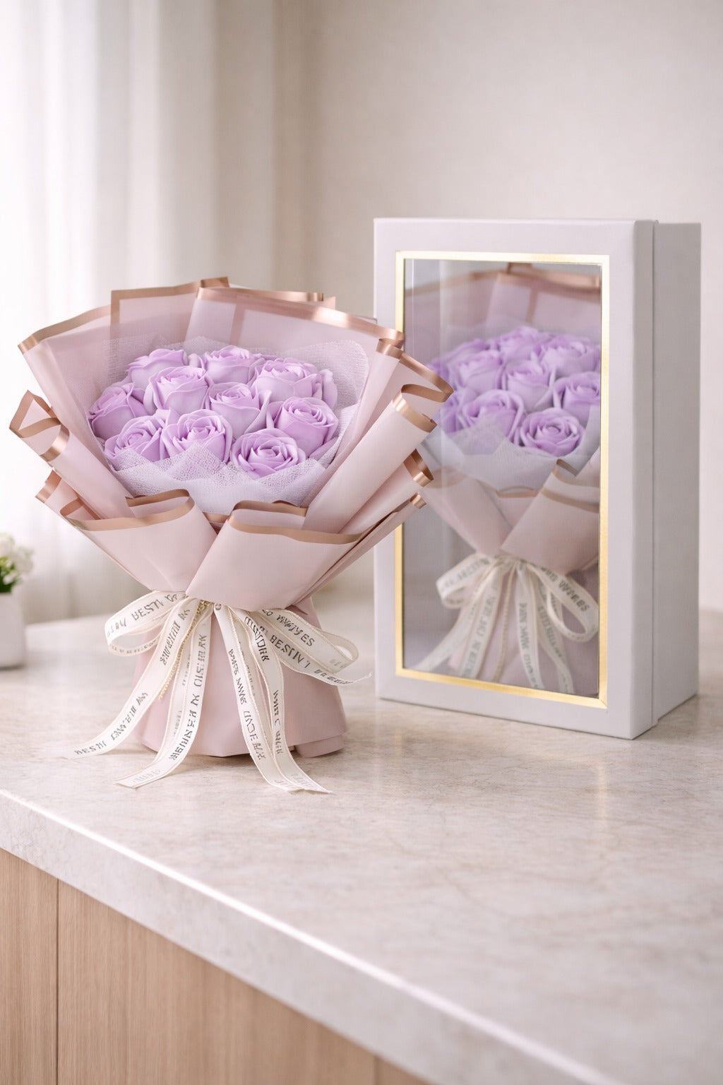 Purple Rose Soap Bouquet Gift Box