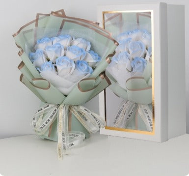 Blue Rose Soap Bouquet Gift Box